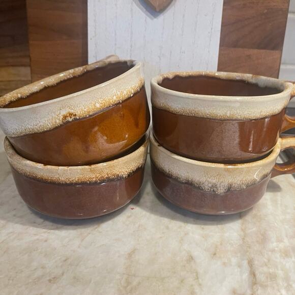 Vintage Western Stoneware drip glaze soup bowls set of 4 - Picture 1 of 12
